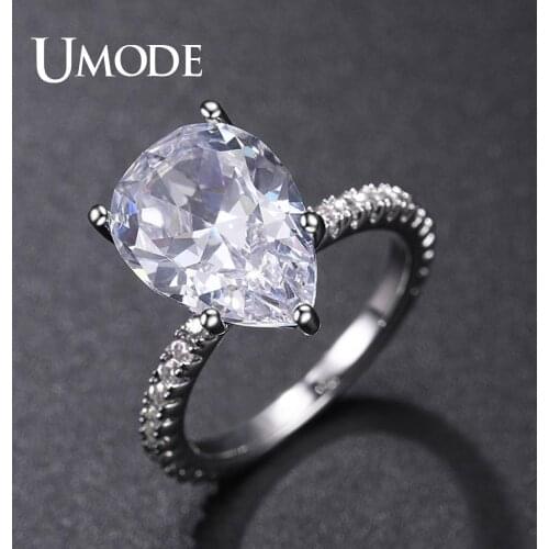 UMODE Big Zircon Stone Rings For Women Pear Cut Lover Girls Female Engagement Ring Wedding Fashion Jewelry Party UR0577A