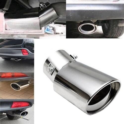 Universal Car Vehicle Stainless Steel Tail Throat Rear Round Exhaust System Muffler Pipe Anti-Corrosion Auto Supplies Accessorie