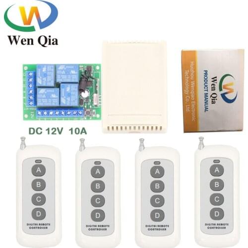 433MHz Universal Remote Control DC 12V 10Amp 4CH rf Relay Receiver and Transmitter for Electric curtain and garage door Control