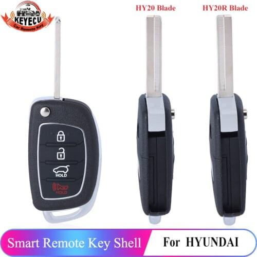 KEYECU Replacement Flip Remote Car Key Shell Case Fob HY20R Blade / HY20 Blade for Hyundai Santa Fe IX45 2013-2015