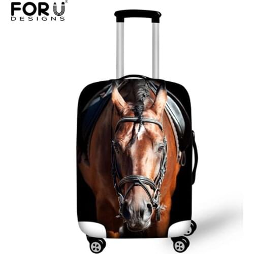 FORUDESIGNS Horse Printed Luggage Protective Cover Elastic Suitcase Travel Case Trolley Dust Durable Bags Travel Accessories