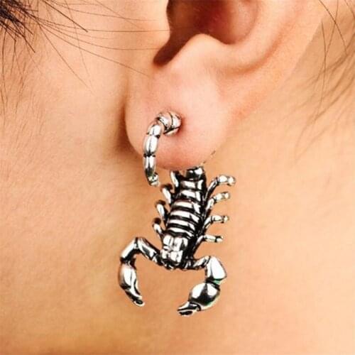 1Pcs Fashion unisex gifts 2019 New 3D Scorpion Unique Two-parts Ear Stud for Men Women Jewelry Scorpion Shaped earring fj179