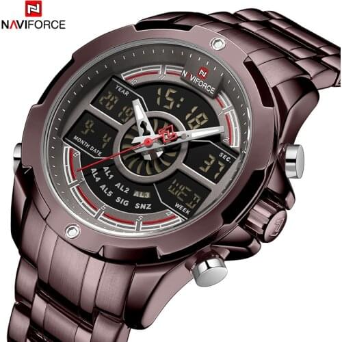 2021NAVIFORCE New Style Luxury Fashion Business Men Watch Quartz Digital Male Clock Military Sport Stainless Steel LED Man Wrist
