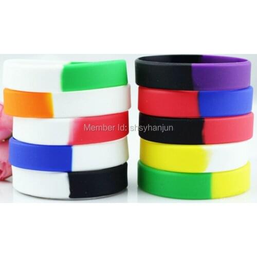 300pcs solid dual colour segment wristband silicone bracelets free shipping by DHL