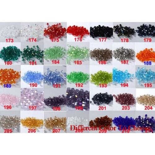 4mm 6mm 3mm 2000Pcs/lot strand Bicone Faceted Glass Cuts Looses Crystal Beads Colored Mixed bracelet necklace diy cf424 Spacer