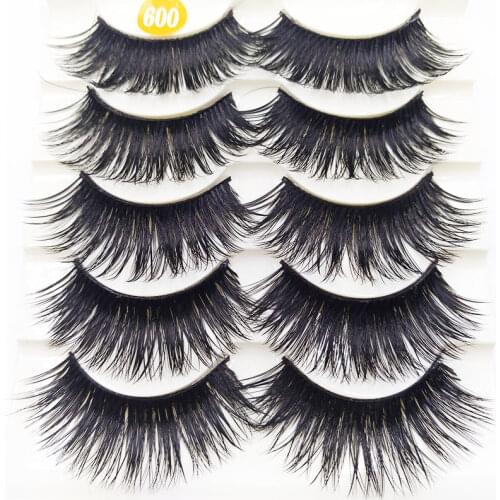 5 Pairs False Eyelashes Crisscross-dense False Eyelashes Handmade Eyelashes Party Club Eye Makeup Tools