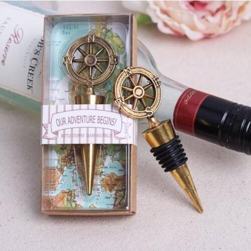 Free Shipping 100pcs Nautical Theme Compass Wine Stopper Wedding Favors Bridal Shower Ideas Beach Party Bottle Opener SN301