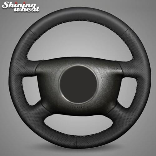 Shining wheat Black Leather Car Steering Wheel Cover for Audi A6 1999-2004 A4 1998 A8 A8 L 1998-2001 Allroad 2001-2005 A2 (8Z)