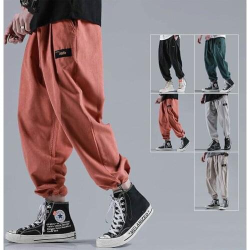 Plus Size 5XL Mens Cargo Pants 2020 New Fashion Elastic Waist Female Casual Pants Loose Movement Trousers Hip Hop Harem Pants
