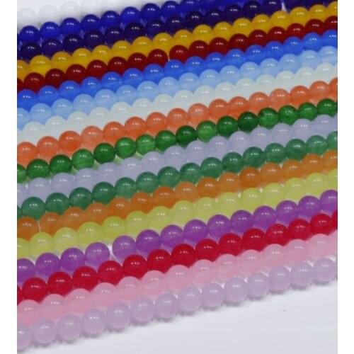 Free Shipping Natural Stone Violet blue green pink Chalcedony Jades Loose Beads 6 8 10 MM Pick Size for Jewelry Making