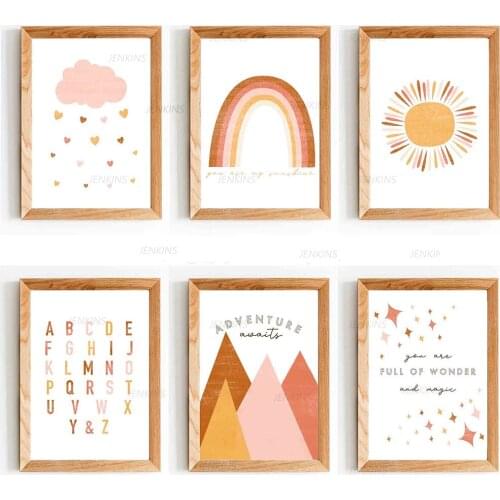 Nursery Quotes Children Poster Abstract Rainbow Canvas Art Print Minimalist Wall Pictures Painting Nordic Kid Baby Room Decor