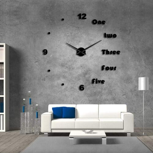 DIY Large Wall Clock Modern Wall Art Home Decor Luxury Interior Design English Letters Frameless Enthusiast Silent Wall Clock