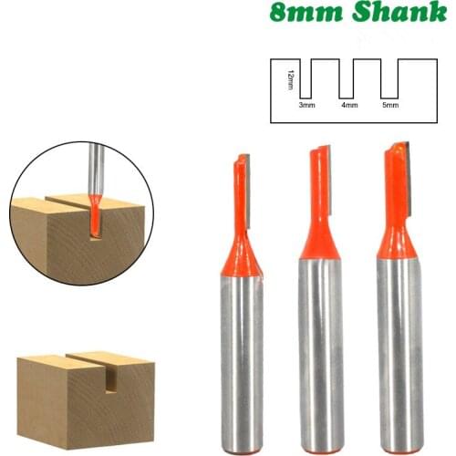 1pc or 3pcs 8mm Shank Straight Router Bit Tungsten Carbide Single Flute Bit Wood Milling Cutter for Woodwork Tool