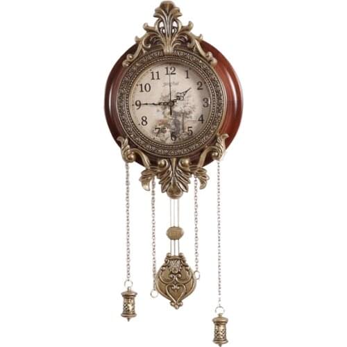 Creative Pendulum Wall Clock Classical Solid Wood Silent Wall Watch Vintage Large Bedroom Zegar Scienny Home Decor EB50WC