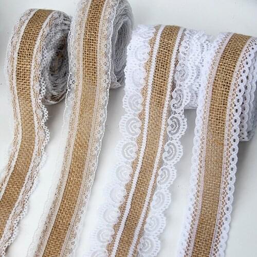 10m Natural Burlap Lace Craft Ribbon Handmade Burlap hemp trim Ribbons for DIY Crafts Wedding Party christmas Decoration