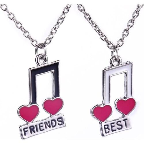 Hot love Love notes Style 2-Piece Pendant Necklace Best Friends Necklace Heart Letters Necklace Gift For Girl