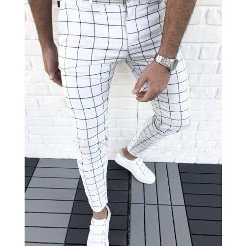 Hot Selling Fashion Multi Color Tapered Plaid Slim Fit Mens Casual Pants White Pants Stop Looking At My Dick Sweatpants