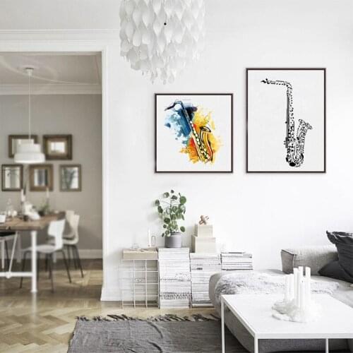 Musical Instrument Saxophone Canvas Art Print Poster Wall Picture , Jazz Music Canvas Poster Home Musical Decoration