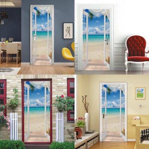 Customize 3D Door Stickers Contact Paper Renovation Self Adhesive PVC Bedroom Living Room Porta Mural Poster Cover Home Decor