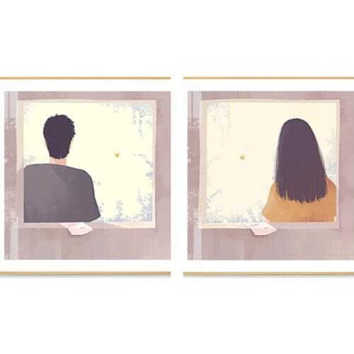 Wall Art Canvas Painting Nordic Abstract Character Man and Woman Back View Simple Style Picture Print Living Room Bedroom Decore