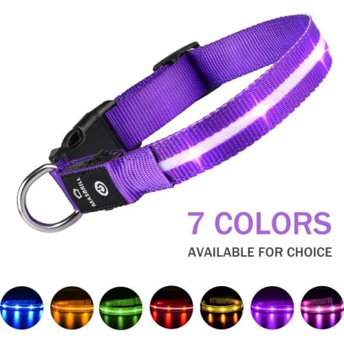 Pet Supplies LED Dog Cat Collar Luminous Safety Glow Necklace Flashing Lighting Up Dog Collars for Puppy Small Medium Large Dog