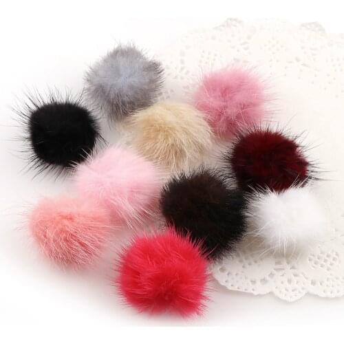 10 Colors 5pcs DIY Pompon 4cm Mink Pompoms Fur balls for Sewing On knitted keychain scarf shoes Hats DIY Jewelry Accessories