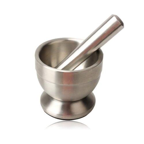 Double Stainless Steel Construction Mortar And Pestle / Grinding Herb Spices Garlic Nuts