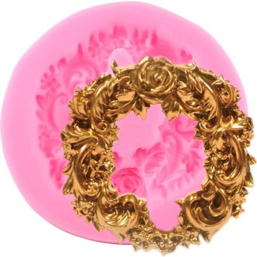 Victorian Bow Wreath Silicone Mold Wedding Cake Decorating Tools Relief Frame Cake Border Fondant Chocolate Candy Resin Moulds
