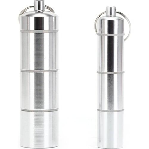 Waterproof Camping Survival Pills Box Container Aluminum Medicine Bottle Keychain