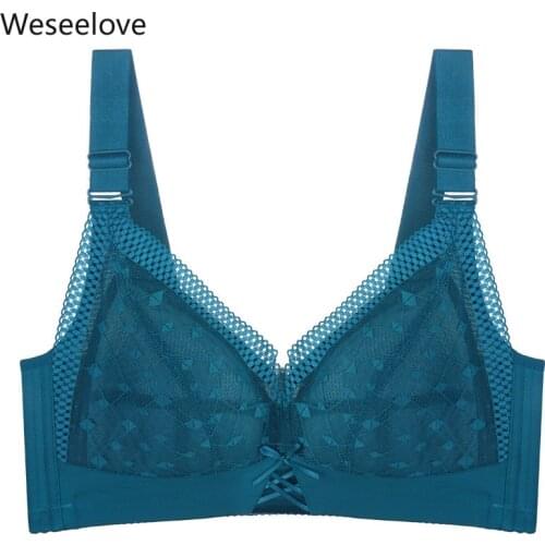Weseelove Lace Bras for Women Brassiere Underwire Bralette Sexy Ultra Thin Underwear Plus Size D E Cup Lingerie Female Bra B13-3