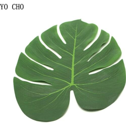 YO CHO 12pcs Monstera Deliciosa Green Turtle Leaves Artificial Leaf Silk Flower Plants Home Garden Decoration DIY Wedding Decor