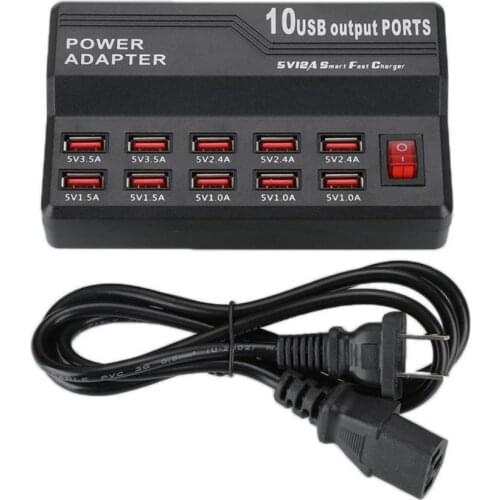 10 Ports USB Charging Station Wall Travel Desktop Charger Hub Power Adapter Charger Digital Charger for Phone Tablet