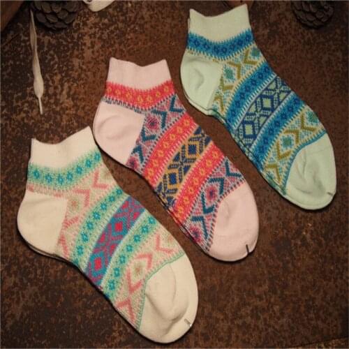 ZDL-170 Spring Summer Casual Retro National Style Cotton Multi-Color Womens Socks 10 Pairs