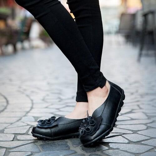 New Style Genuine Leather Flower Woman Shoes Comfortable Peas Woman Shoes Flat Four Seasons Flat Top Shoes
