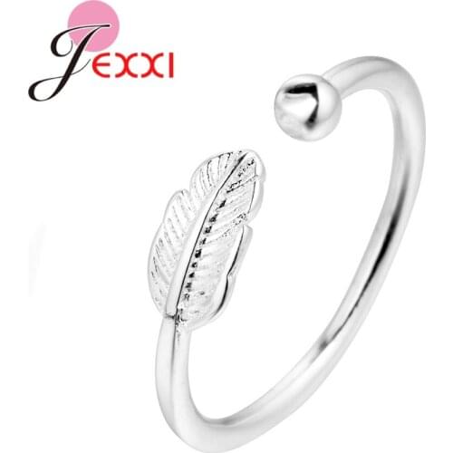 Girls Trendy 925 Sterling Silver Leaf Ring Adjustable Leaves Open Rings for Women Party Anel Feminino Simple Fashion Jewelry