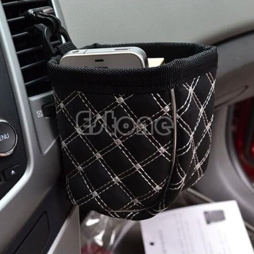 1PC Car Air Vent Mobile Phone Mesh Holder Pocket Debris Storage Organizer Pouch Bag