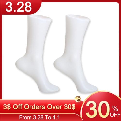 2pcs Female Foot Sock Sox Display Mold Short Stocking Mannequin White For Stockings Socks Boat Socks