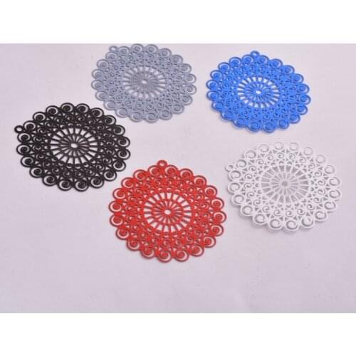 30pcs AA1544 Big Round Filigree Charm Connector Earrings Findings Pendants Connectors Embellishment bijoux