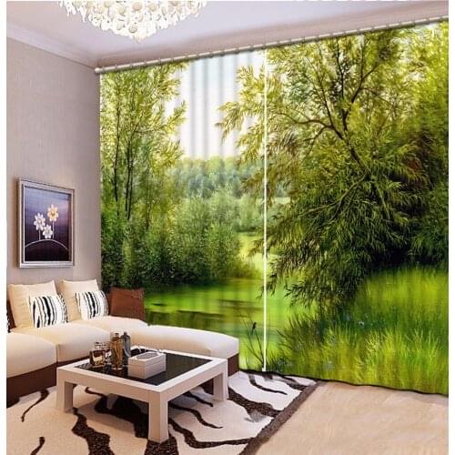 3D Curtain Photo Customize Size Green Natural Scenery Curtain Bedroom Living Room Office Cortinas Breakdown Bathroom Shower