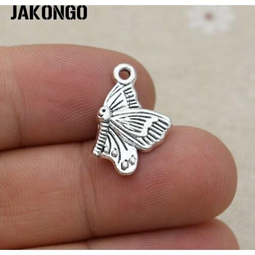 40pcs Butterfly Charm Antique Silver Plated Pendants for Necklace Bracelet Jewelry DIY Handmade Accessories 20x13mm