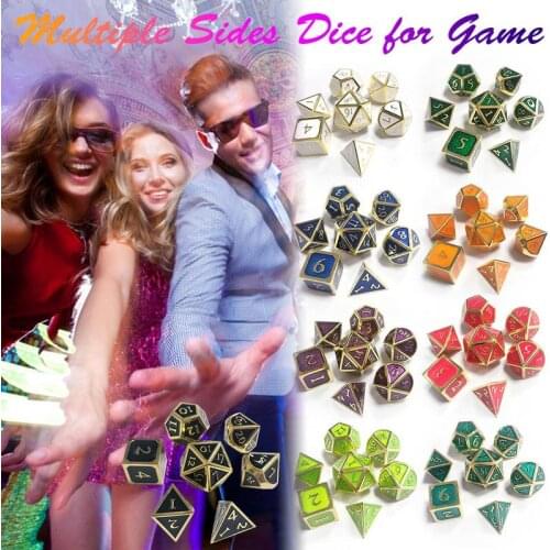 7pcs/set Outlet New Font For Dungeons & Dragons Innovative RPG Dice D&D Metal Dice Set
