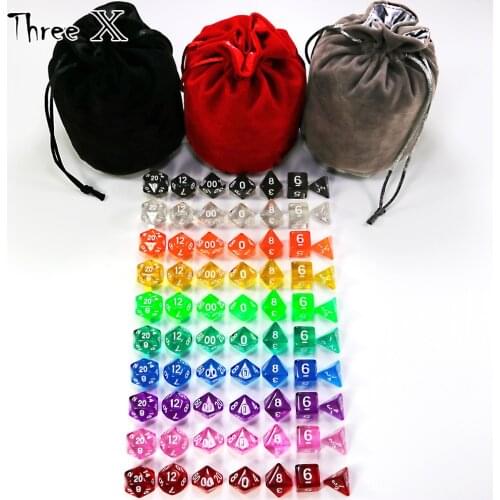 70PCS DND Dice Polyhedral Game Dice Set Transparent Role Playing with Velvet Pouch for DND RPG Table Games D4 D8 D10 D12 D20