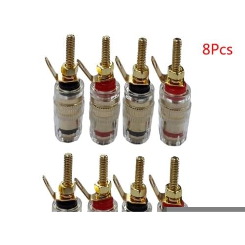 8pcs/set 42mm Copper Speaker Terminal Binding Post Low Frequency Amplifier Connector Long Plug for 4mm Banana Socket