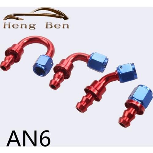 AN6 0° 45° 90° 180° Degrees Push On Oil Cooler Reusable Hose End Fittings Oil Fitting Aluminum Fittings Hose End