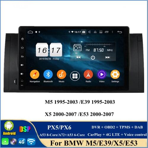DSP PX6 1 din 9" Android 10.0 Car Radio Audio DVD GPS for BMW M5 E39 X5 E53 Bluetooth 5.0 WIFI Easy Connect