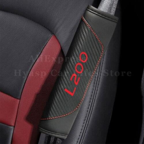 Car Seat Belt Protector For Mitsubishi L200 Carbon Fiber Texture Shoulder Padding Driving Auto Seatbelt Cover Car Accessories