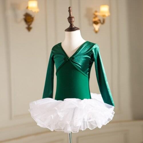 Ballet Leotard Girls Classic Dance Costume White Ballet Tutu Skirt Kids Velvet Swimsuit for Dancing Winter Figure Skating Dress
