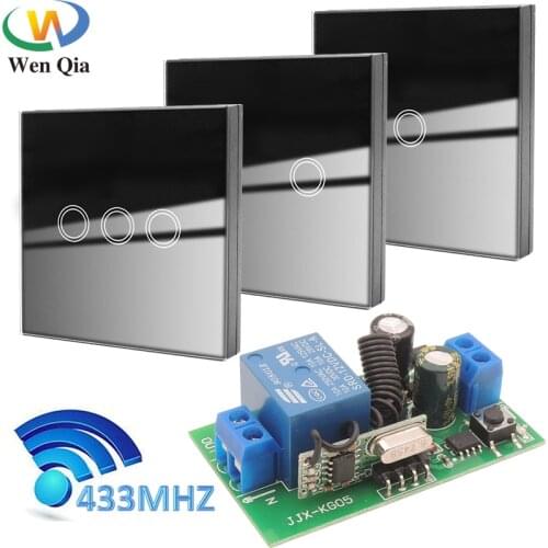 Smart Home Wireless Touch Switch Light Glass Panel RF433mhz Remote Control 110V 220V Receiver ONOFF Wall Panel Ceiling Lamp Bulb
