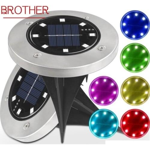BROTHER Solar Underground Lights Outdoor Stainless Steel Waterproof 8LED Garden Lawn Light Decorative For Garden Villa Landscape