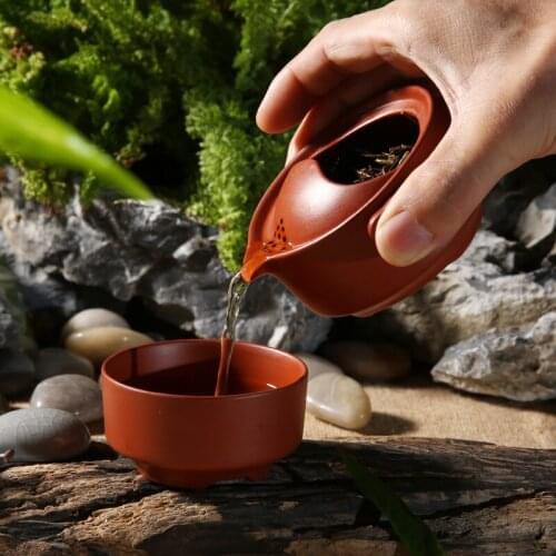 Quik Cup Easy Bubble Purple Clay RED Travel Drinkware Yixing Teapot Cup Bowl Office Tea set Tools 150ml